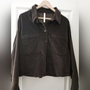 Aritzia Babaton~ Chocolate Brown Corduroy Button-Up Cropped Jacket (L)